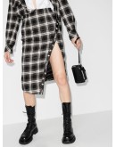 check-print asymmetric pencil skirt