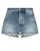 raw-hem denim shorts