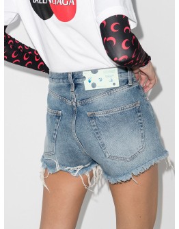 raw-hem denim shorts