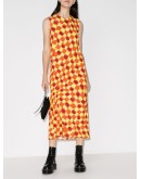 Lawn abstract check midi dress