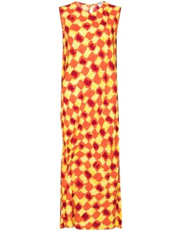 Lawn abstract check midi dress