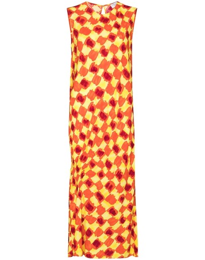 Lawn abstract check midi dress