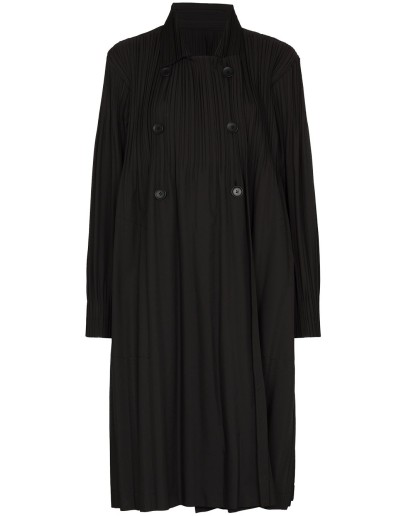 double-breasted pleated coat