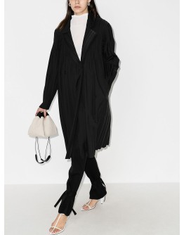 double-breasted pleated coat