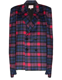oversized check double-breasted blazer