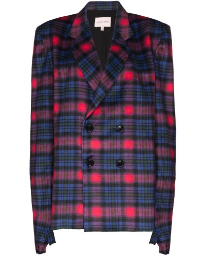 oversized check double-breasted blazer