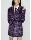 oversized check double-breasted blazer