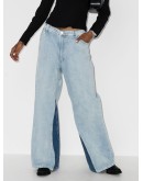 contrast-insert wide-leg jeans