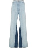 contrast-insert wide-leg jeans