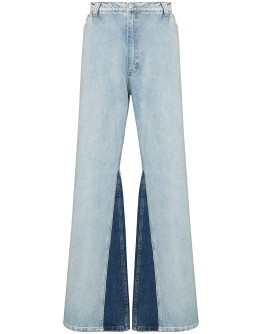 contrast-insert wide-leg jeans