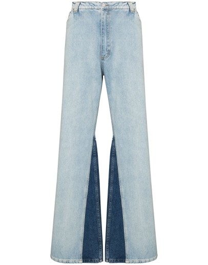 contrast-insert wide-leg jeans