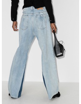 contrast-insert wide-leg jeans