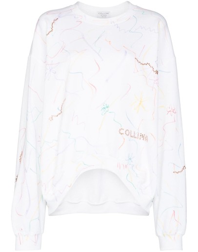 scribble-detail logo-print sweatshirt