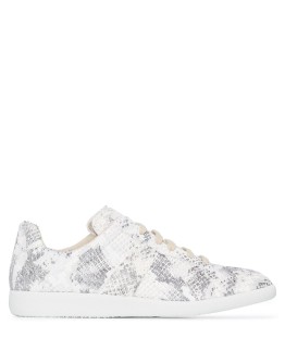 snake-print low-top sneakers