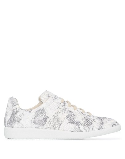snake-print low-top sneakers