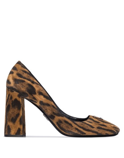 95mm leopard-print suede pumps