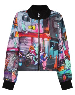 graphic-print bomber jacket