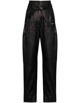 high-waisted leather trousers