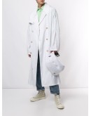 pinstriped belted trench coat