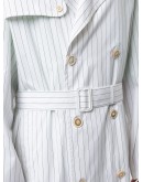 pinstriped belted trench coat