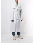 pinstriped belted trench coat