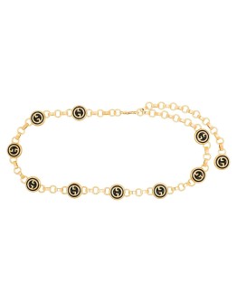 logo-embellished gold-tone chain belt