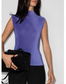 high-neck plissé blouse