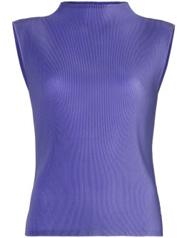 high-neck plissé blouse
