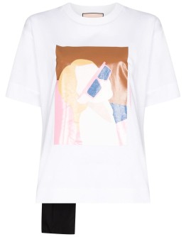 graphic print appliqué pocket T-shirt