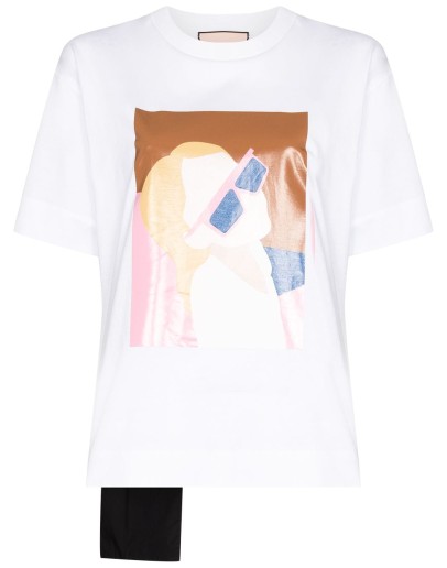 graphic print appliqué pocket T-shirt