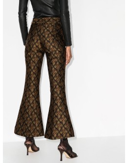 Charles cropped jacquard flared trousers