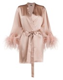 feather-cuff dressing gown