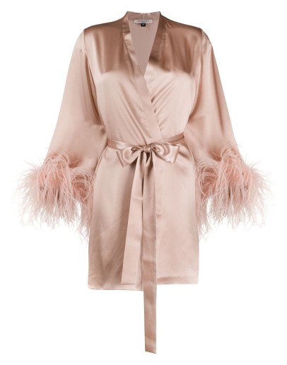 feather-cuff dressing gown