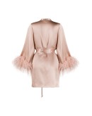 feather-cuff dressing gown