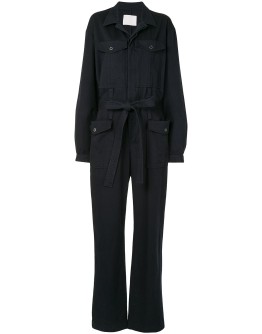 double belt straight-leg jumpsuit