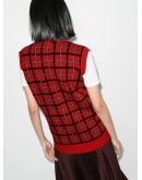 check-pattern knit tank top