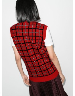 check-pattern knit tank top