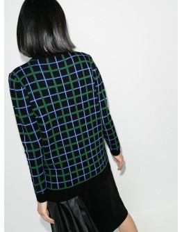 check-pattern intarsia-knit jumper