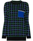 check-pattern intarsia-knit jumper