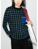 check-pattern intarsia-knit jumper
