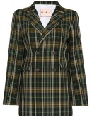 double-breasted tartan blazer