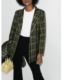 double-breasted tartan blazer