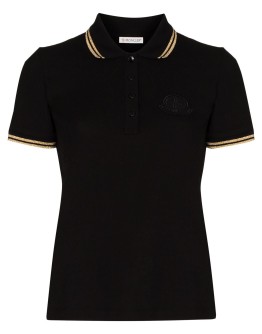 metallic-stripe trim polo shirt