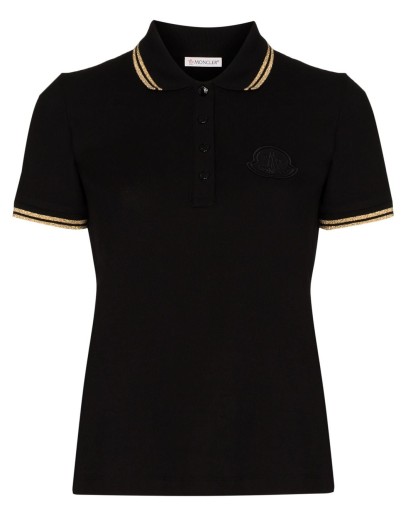metallic-stripe trim polo shirt