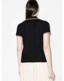 metallic-stripe trim polo shirt