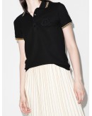 metallic-stripe trim polo shirt