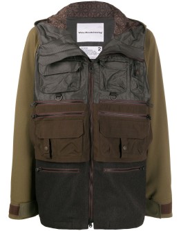 colour-block hooded coat