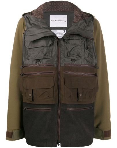 colour-block hooded coat