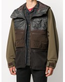 colour-block hooded coat