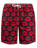 lip-print drawstring swim shorts
